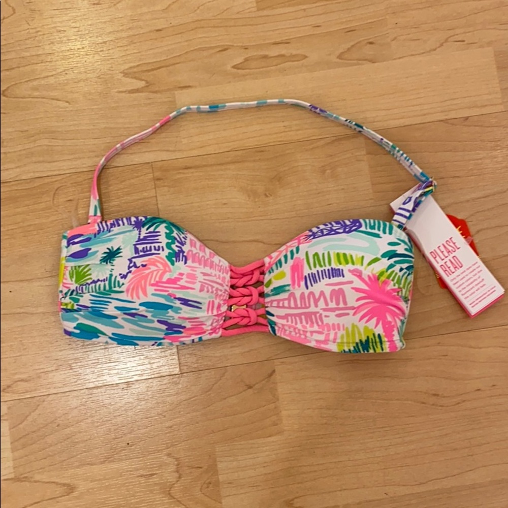 NWT Sandy Lattice Bandeau Private Island 0